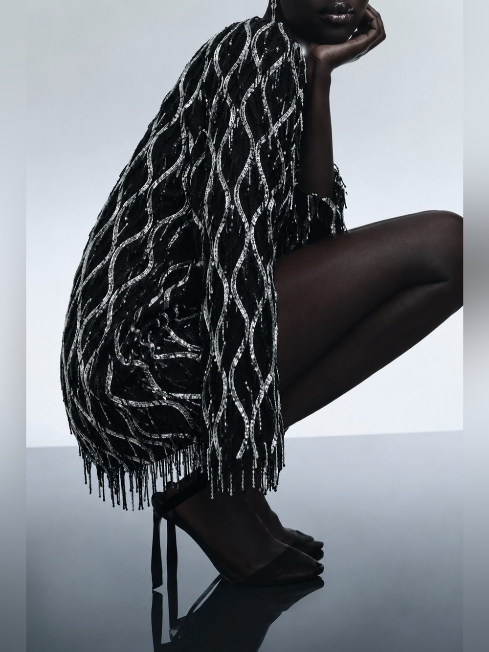 ZARA MINI DRESS WITH FRINGING AND SEQUINS - Picture 3 of 16